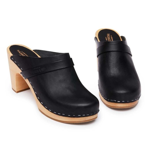 Swedish Hasbeens slip in classic clogs, super-high  black, size 37 - Picture 4 of 16